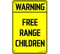 Warning Free Range Children Tin Sign for Outdoor Indoor Street Use Notice Sign 8 X 12 Inch