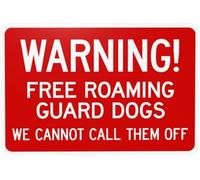 Warning Free Roaming Guard Dogs We Cannot Call Them Off Bilingual Warning Metal Sign Tin Signs Aluminum Sign for Outdoors Use Yard Farm Fence Home Wall Decor 12x16 inch
