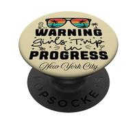 Warning Girls Trip In Progress Vacation New York City PopSockets Adhesive PopGrip