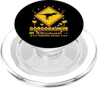 Warning Gorgosaurus Dinosaur Warning Sign Design PopSockets PopGrip for MagSafe