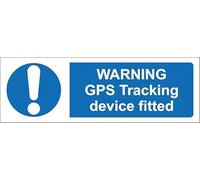 Warning GPS Tracking device fitted - Self adhesive sticker (150mm x 50mm)