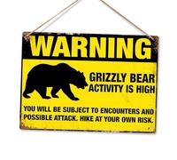 Warning...Grizzly Bear | Printed Metal Plaque/Sign