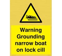 Warning Grounding narrow boat on lock cill Sign - 300x400mm - A3P