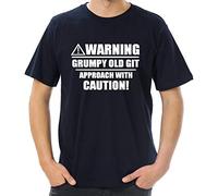 Warning Grumpy Old Git Approach with Caution - Men's Funny Novelty T-Shirt (X-Large, Navy)