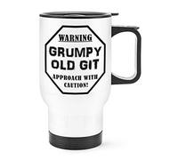 Warning Grumpy Old Git Caution Travel Mug Cup with Handle