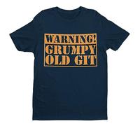 Warning Grumpy Old Git - Joke - Funny Graphic Men's T-Shirt - Casual Printed Tee - Great Gift for Dad, Husband or Brother - Blue - L