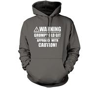 Warning Grumpy Old Git Unisex Hoodie - Grey Large