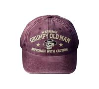 Warning Grumpy Old Man Embroidery Cap,Suitable for Both Men and Women,Funny Adjustable Cotton Embroiered Baseball Cap (Burgundy)