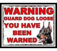 Warning Guard Dog Loose Security Metal Sign Wall Decor 8X12 Inch