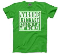 Warning Gymnast Could Flip at Any Moment - Kids T-Shirt - Funny Gymnastics Club Sport Squad 9-11 Years Green