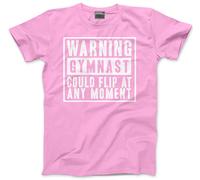 Warning Gymnast Could Flip at Any Moment - Kids T-Shirt - Funny Gymnastics Club Sport Squad 9-11 Years Pink