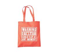 Warning Gymnast Could Flip at Any Moment - Tote Shopping Bag - Funny Gymnastics Club Sport Squad One size coral
