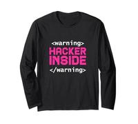Warning Hacker Inside Hacking Cyber Security Programmer Long Sleeve T-Shirt
