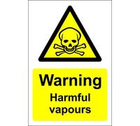 Warning harmful vapours safety sign - 1.2mm Rigid plastic 400mm x 300mm