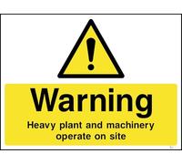 Warning Heavy Plant And Machinery Operate On Site - Construction/Site Safety - Durable, High-Visibility UK Compliance Sign (Rigid PVC, 400x300mm)