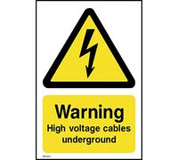 Warning High Voltage Cables Underground Sign - 400mm x 600mm - Self Adhesive Sticker (WEH43)