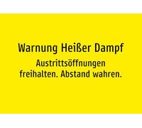 Warning Hot Steam - Keep Exit Openings Free. Keep Distance. - Sticker A2: 594 x 420 mm - Without Graphics, Text Only