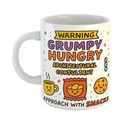 Warning Hungry Grumpy Architectural Consultant Approach with Snacks Funny Gift Mug for Retirement Party, Birthday, Mum, Aunty, Nan Appreciation Gift