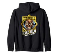 Warning HVAC Tech With Attitude AC Installer Mechanic Zip Hoodie