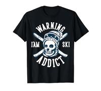 Warning i am Ski Addict T-Shirt, Men, Black, Large