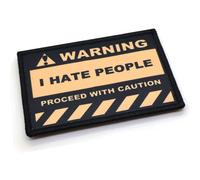 Warning I Hate People Proceed with Caution Morale Patch Funny Tactical Fabric Vest Badge 8.5cm x 5.5cm Hook & Loop Airsoft Forces Military Patches