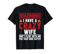 Warning I Have A Crazy Wife Mens Boys Funny Valentine's Day T-Shirt