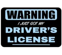 Warning - I just got My Driver's License (Blue) | Car Bumper Sticker | Window Sticker | Funny Sticker | New Driver | Pass Gift | 150mm x 100mm