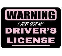 Warning - I just got My Driver's License (Pink) | Car Bumper Sticker | Window Sticker | Funny Sticker | New Driver | Pass Gift | 150mm x 100mm