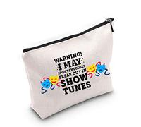 Warning I May Randomoly Break Out in Show Tunes Cosmetic Bag Theatre Novelty Makeup Bag Broadway Musical Theater Gift (U.Show) Off White