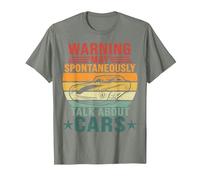 Warning I May Spontaneously Talk About Cars T-Shirt, Men, Olive Heather, Large