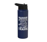 Warning I May Spontaneously Talk About Trains Funny Railroad Stainless Steel Insulated Water Bottle