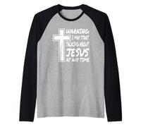 Warning I May Start Talking About Jesus at Any Time Jesus Raglan Baseball Tee