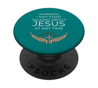 Warning I May Start Talking About Jesus Christ Retro Faith PopSockets Adhesive PopGrip