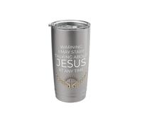 Warning I May Start Talking About Jesus Christ Retro Faith Stainless Steel Insulated Tumbler