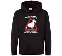 Warning I Will Talk About Horses Hoodie For Girls Funny Horse Riding Top Can Be Personalised, 12-13 Years, Black