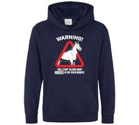 Warning I Will Talk About Horses Hoodie For Girls Funny Horse Riding Top Can Be Personalised, 12-13 Years, Navy