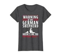 Warning If My German Shepherd Doesnt Like You Neither will i T-Shirt, Women, Dark Heather Grey, Small