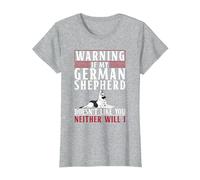 Warning If My German Shepherd Doesnt Like You Neither will i T-Shirt, Women, Heather Grey, X-Large