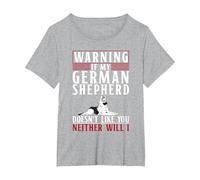 Warning If My German Shepherd Doesnt Like You Neither will i T-Shirt, Women's Plus, Heather Grey, 2X