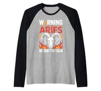 Warning I'm an Aries We Don't Do Calm Zodiac Raglan Baseball Tee
