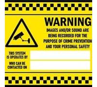 Warning, Images and/or sound are being recorded, safety sign - Self adhesive sticker (200mm x 150mm)