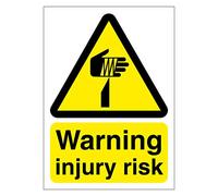 Warning Injury Risk Sign 100mm x 140mm Self adhesive vinyl sticker - Warns people of very cutting hazards (5)