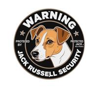 Warning Jack Russell Security Protected By Round Tin Sign Vintage Style Metal Sign Home Bar Garden Wall Plaque Decor Metal Poster 8x8 Inch