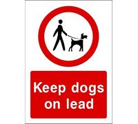 Warning Keep Dogs On A Lead Self Adhesive Gloss Sticker Sign 160mm x 125mm*