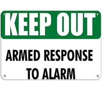Warning Keep Out Armed Response to Alarm Hazard Sign Keep Out Signs Sign 12X8 Inches Aluminum Metal tin signs