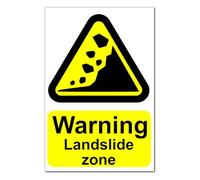 Warning Landslide Zone Warning Stickers - Pack of 10 Peel and Stick Decals, 100mm x 66mm Laminated for Outdoor and Indoor Use, Effective Hazard Sign for Safety and Alert