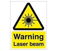 Warning laser beam sign 150mm x 200mm Self adhesive vinyl sticker - Warns of potential harmful exposure to laser beams (1)