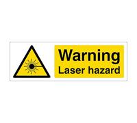 Warning Laser Hazard - Narrow Landscape 450 x 150 mm - 3mm Brushed Aluminium Composite