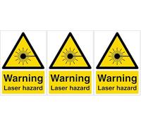 Warning Laser Hazard - Portrait 150 x 200 mm - Self Adhesive Vinyl (Pack of 3)