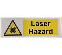 Warning Laser hazard safety sign - 1.2mm Rigid plastic 150mm x 50mm